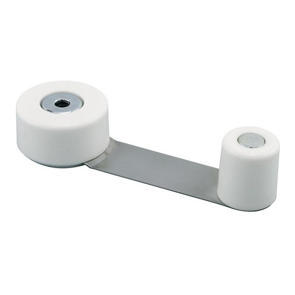 Prime-Line Door Stop w/ Door Retainer on Pivoting Arm, White, w/Adhesive Back, For 1-3/4 in. Thick Door U 101112 - main